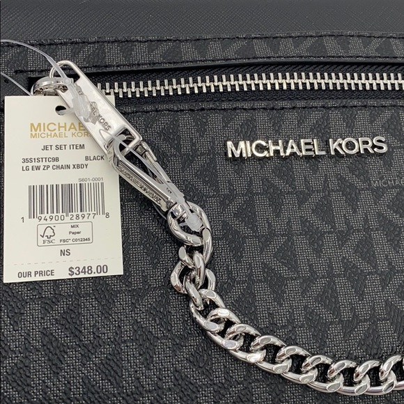 MICHAEL KORS LARGE EW ZP CHAIN XBODY BLACK SIGNATR - Picture 16 of 16